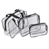 Portable Travel Zip Look PVC Bags Waterproof Transparent Makeup Storage Bag, SIZE:3Pcs Set(Black)