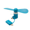 Fashion 8pin & Micro USB Ports Mini Fan with Two Leaves, For Mobile Phone with OTG Function & 8pin & Micro USB Ports(Blue)