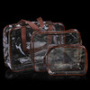 Portable Travel Zip Look PVC Bags Waterproof Transparent Makeup Storage Bag, SIZE:3Pcs Set(Brown)