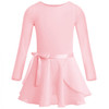 Girls Spring and Summer Long-sleeved Cotton Dance Training Clothing Set, Size:120CM(Pink)