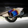 Universal Car Styling Stainless Steel Curved Double Outlets Exhaust Tail Muffler Tip Pipe(Blue)