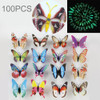 100 PCS Fashion Luminous Butterfly with Magnet Simulation Fridge Magnets Wall Sticker Garden Decoration, Random Color Delivery