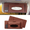 DERANFU 3 In 1 Lichee Texture Multi-function Car Hang Type Leather Towel Box with Card Slot & CD Slot(Dark Brown)