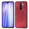 For Xiaomi Redmi Note 8 Pro? ProEmbossed Mandala Pattern PC + TPU + Fabric Phone Case with Lanyard & Magnetic(Red)