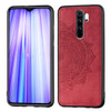 For Xiaomi Redmi Note 8 Pro? ProEmbossed Mandala Pattern PC + TPU + Fabric Phone Case with Lanyard & Magnetic(Red)