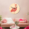 Flamingo Pattern Home Office Bedroom Decoration Wooden Mute Wall Clock, Size : 28cm