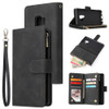 For Galaxy S9 Multifunctional Retro Frosted Horizontal Flip Leather Case with Card Slot & Holder & Zipper Wallet & Photo Frame & Lanyard(Black)