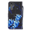 Blue Flower Pattern Horizontal Flip Leather Case for Huawei P30 Pro, with Holder & Card Slots & Wallet
