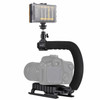 PULUZ U/C Shape Portable Handheld DV Bracket Stabilizer + LED Studio Light Kit with Cold Shoe Tripod Head  for All SLR Cameras and Home DV Camera