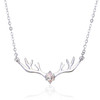 Women Fashion S925 Sterling Silver Elk Shape Necklace (Pink)