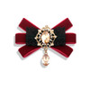 Unisex Flannel Bow-knot Bow Tie Retro Diamond Professional Brooch Clothing Accessories(Red Wine)