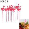 50 PCS Buffet Cupcake Fruit Fork Cake Dessert Salad Sticks Flamingo Food Picks(Red)