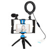 PULUZ 4 in 1 Vlogging Live Broadcast Smartphone Video Rig + 4.7 inch 12cm Ring LED Selfie Light Kits with Microphone + Tripod Mount + Cold Shoe Tripod Head for iPhone, Galaxy, Huawei, Xiaomi, HTC, LG, Google, and Other Smartphones(Blue)