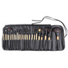 24 PCS Horse Hair Wooden Handle Cosmetic Brush Set with Black Leather Bag