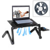 Portable 360 Degree Adjustable Foldable Aluminium Alloy Desk Stand with Cool Fans & Mouse Pad for Laptop / Notebook(Black)