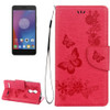For Lenovo  K6 5.0 inch Butterflies Embossing Horizontal Flip Leather Case with Holder & Card Slots & Wallet & Lanyard(Red)
