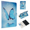 For Galaxy Tab S4 10.5 T830 / T835 Colored Drawing Pattern Horizontal Flip PU Leather Case with Holder & Card Slots(Blue Butterfly)