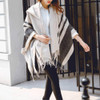 Autumn and Winter Ladies Hooded Warm Thick Tassel Cloak Shawl Scarf Dual-use, Width:65cm(Beige)