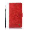 For Lenovo K6 Note Retro Copper Button Crazy Horse Horizontal Flip PU Leather Case with Holder & Card Slots & Wallet & Lanyard(Red)