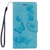 For Lenovo  VIBE C A2020 Butterflies Embossing Horizontal Flip Leather Case with Holder & Card Slots & Wallet & Lanyard(Blue)