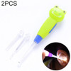 2 PCS Baby Care Ear Spoon Child Ears Cleaning Earwax Spoon Digging Ear Syringe With Light(Green Frog)