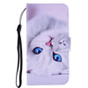 White Cat Pattern Colored Drawing Horizontal Flip Leather Case for Huawei P30 Pro, with Holder & Card Slots & Wallet & Lanyard