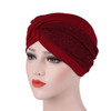 Women Simple Two-color Spliced Folds Turban Hat Wrap Cap, Size:Adjustable(Red Wine)