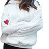 Skateboarding Women Hoodie Loose Embroidery Love Round Neck Sweater, Size:L(White)