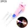 2 PCS Baby Care Ear Spoon Child Ears Cleaning Earwax Spoon Digging Ear Syringe With Light(Pink pig)