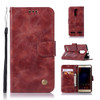For Lenovo K6 Retro Copper Button Crazy Horse Horizontal Flip PU Leather Case with Holder & Card Slots & Wallet & Lanyard(Wine Red)