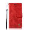 For Lenovo Vibe P1M Retro Copper Button Crazy Horse Horizontal Flip PU Leather Case with Holder & Card Slots & Wallet & Lanyard(Red)