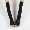 Summer Long Ice Silk Single Diamond Decoration Sun Protection Cuffs Sleeves, A Pair, Size:One Size(Black)