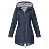 Women Waterproof Rain Jacket Hooded Raincoat, Size:XXXL(Navy Blue)