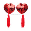 3 Sets Heart Style Sequin Women Tassels Nipple Sticker Pasties(Red)
