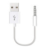 USB to 3.5mm Jack Data Sync & Charge Cable for iPod shuffle 1st /2nd /3rd /4th /5th /6th Generation, Length: 10cm(White)
