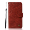 For ZTE AXON7 Retro Copper Button Crazy Horse Horizontal Flip PU Leather Case with Holder & Card Slots & Wallet & Lanyard(Wine Red)