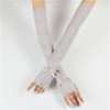 Summer Long Ice Silk Single Diamond Decoration Sun Protection Cuffs Sleeves, A Pair, Size:One Size(Gray)