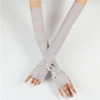 Summer Long Ice Silk Single Diamond Decoration Sun Protection Cuffs Sleeves, A Pair, Size:One Size(Gray)