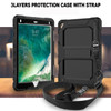 Shockproof PC + Silica Gel Protective Case for iPad 9.7 (2018), with Holder & Shoulder Strap (Black)