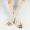Summer Long Ice Silk Single Diamond Decoration Sun Protection Cuffs Sleeves, A Pair, Size:One Size(Beige)