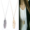 Simple Classic pendant Necklace Feather Necklace Long Sweater Chain Jewelry choker Necklace for Women(Gold)
