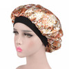 2 PCS Women Satin Night Sleep Cap Hair Bonnet Hat Silk Head Cover Wide Elastic Band(Beige Small Flower)