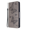 For Xiaomi CC9 Pro / Note 10 /  Note 10 Pro Embossing Two Butterflies Pattern Horizontal Flip PU Leather Case with Holder & Card Slot & Wallet & Lanyard(Grey)