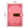 Retro Flowers Diary With Lock Notebook A5 Vintage Note Book Travel notepad(Pink B)