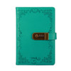 Retro Flowers Diary With Lock Notebook A5 Vintage Note Book Travel notepad(Green B)