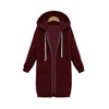 Women Hooded Long Sleeved Sweater In The Long Coat, Size:M(Wine Red)