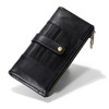 TP-198 Long Hand Leather Wallet Antimagnetic RFID Dual Zipper Wallet(Black)