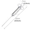 60ml Stainless Steel Syringe Dual Needles Condiment Turkey Meat Injector Cooking Tools (Silver)