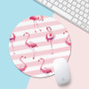 Pink and White Flamingo Pattern Circular Mouse Pad, Diameter: 22cm