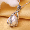 Women Fashion Natural Pearl Pendant Cage Necklace(WHITE)